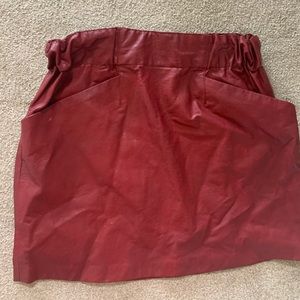 Red leather skirt